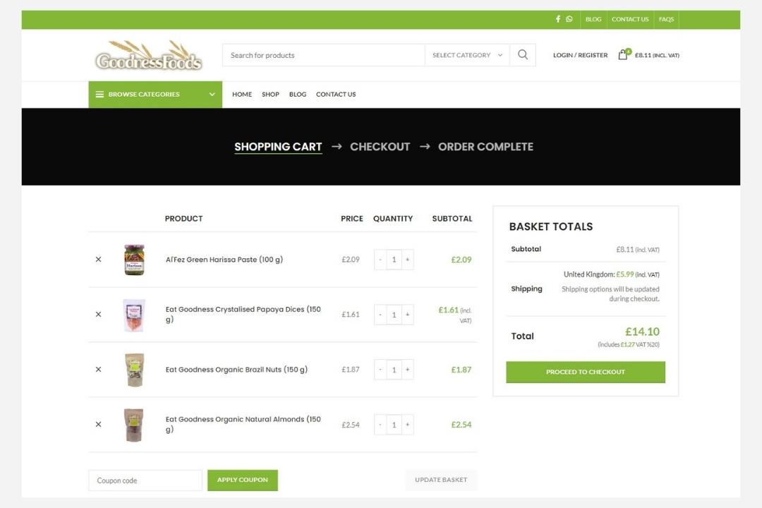 goodness shopping cart ecommerce